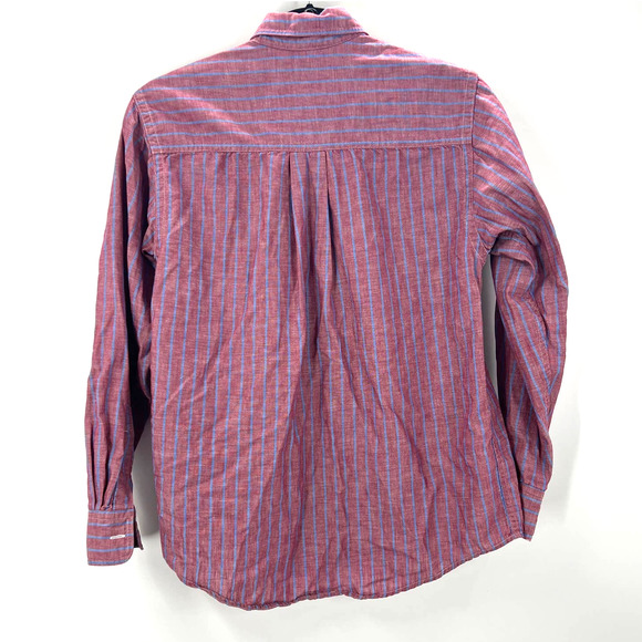 L. L. Bean Long Sleeve Vertical Striped Button Up Blouse Vintage USA Womens 4 - Picture 2 of 9
